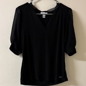 Calvin Klein Black V-Neck Blouse